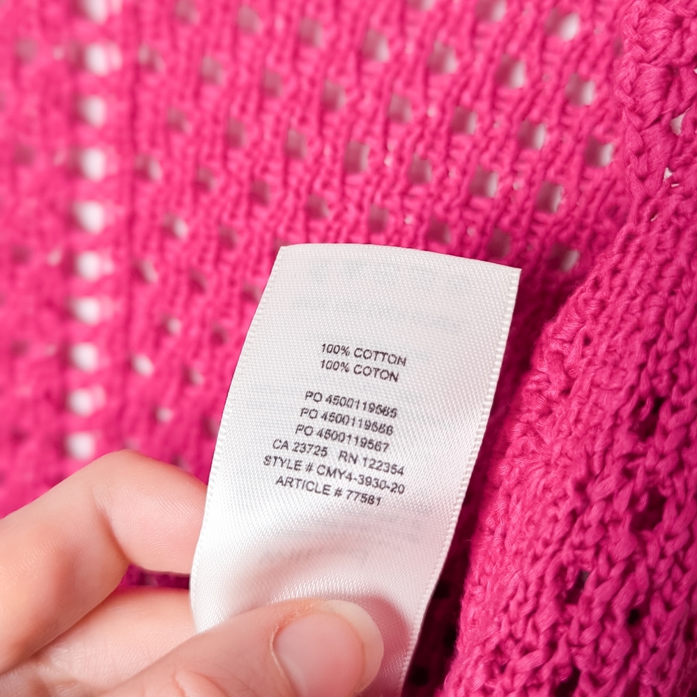 WILFRED Plunge Front Crochet Cardigan Sweater Caraway Pink XS Aritzia - Picture 13 of 13